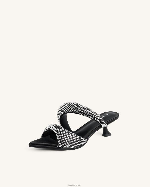 czarny sara mule sztuczny kryształ T06LV304 JW PEI muł