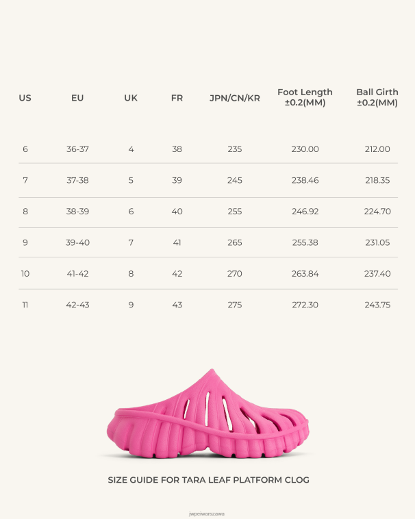 jasnoróżowy Chodaki platformowe Tara Leaf T06LV313 JW PEI sandał