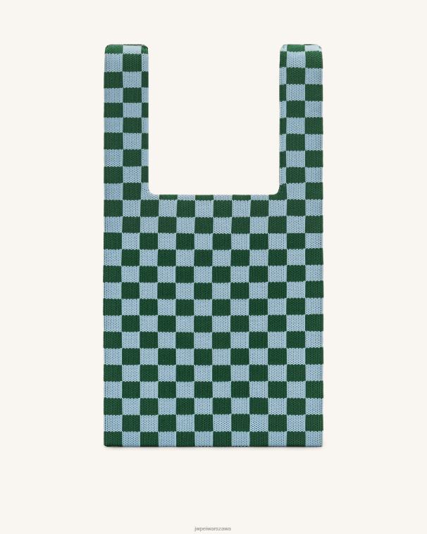 ciemnozielone i lodowe dzianinowa torba typu shopper shea checkerboard T06LV243 JW PEI torba na ramię
