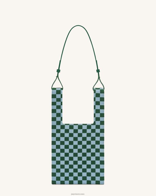 ciemnozielone i lodowe dzianinowa torba typu shopper shea checkerboard T06LV243 JW PEI torba na ramię