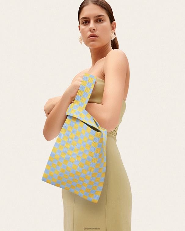 lód i żółty dzianinowa torba typu shopper shea checkerboard T06LV242 JW PEI torba na ramię