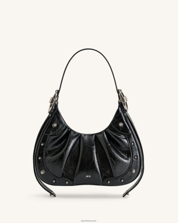 czarny gabbi zgnieciona ruched torebka hobo T06LV167 JW PEI torba na ramię