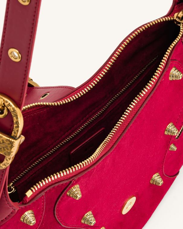 głęboki magenta zamszowa torba na ramię Tessa T06LV171 JW PEI torba na ramię