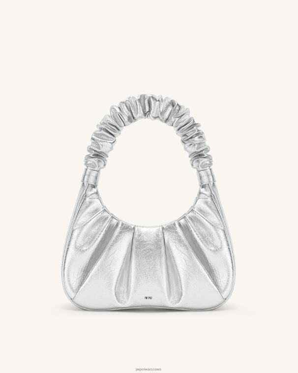 srebro metaliczna torebka hobo z ruched gabbi T06LV146 JW PEI torba na ramię
