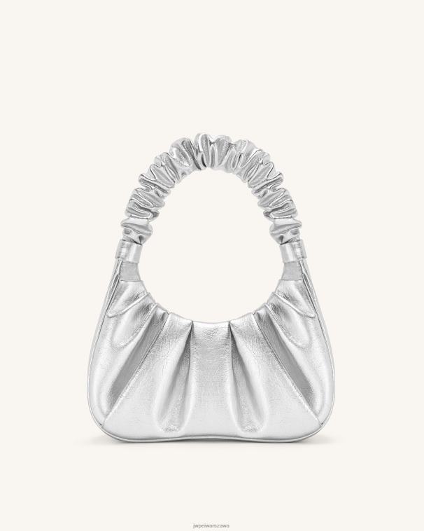 srebro metaliczna torebka hobo z ruched gabbi T06LV146 JW PEI torba na ramię