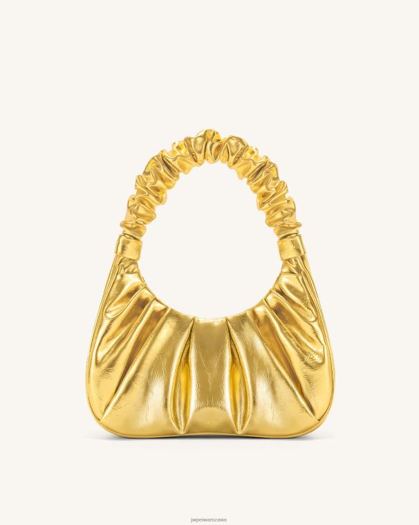 złoto metaliczna torebka hobo z ruched gabbi T06LV145 JW PEI torba na ramię