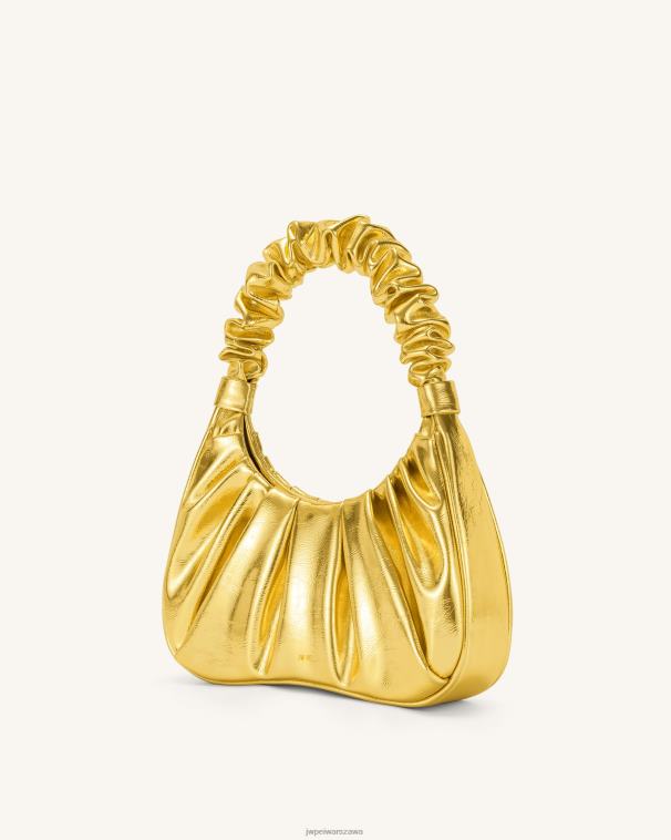 złoto metaliczna torebka hobo z ruched gabbi T06LV145 JW PEI torba na ramię